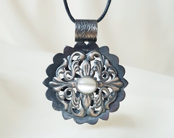 Vintage Scrollwork Chrysoberyl Pendant 925 Sterling Silver
