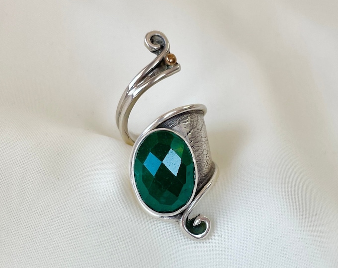 Emerald Wrap Ring 925 Sterling Silver