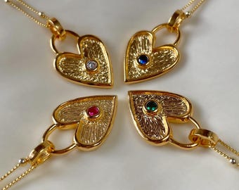 18k Gold Vermeil Heart Gemstone Necklace