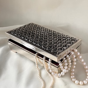 Antique Jewelry Box 900 Silver Engraved Rare Vintage Box Ornate Solid Silver Carved, Gift for Her, Mothers Day Gift, Anniversary Gift