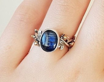 Kyanite Vine Ring 925 Sterling Silver