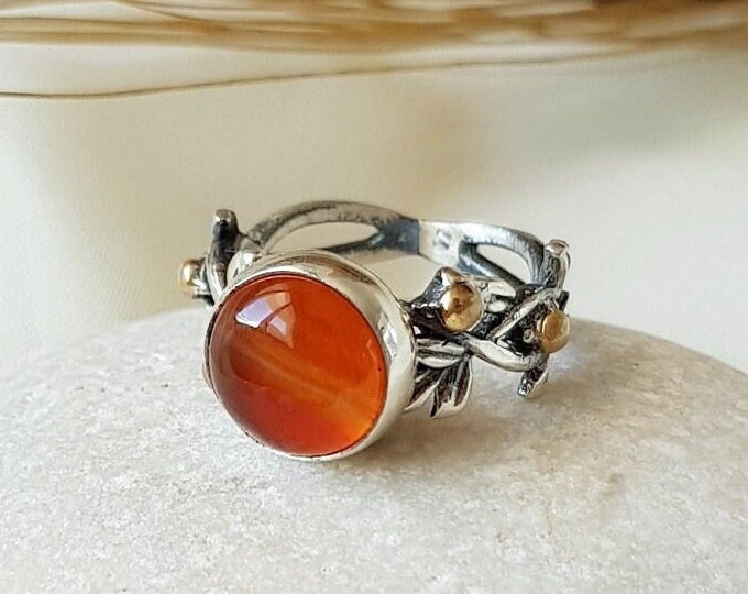 Carnelian Vine Ring Sterling Silver