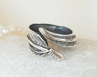 Wrap Feather Ring 925 Sterling Silver