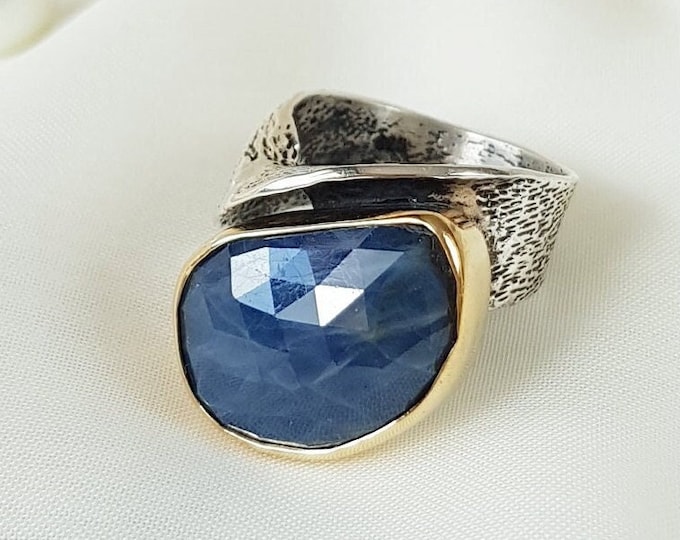 Blue Sapphire Cocktail Ring 925 Sterling Silver
