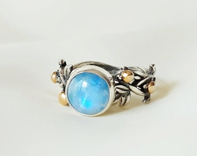 Moonstone Vine Ring 925 Sterling Silver
