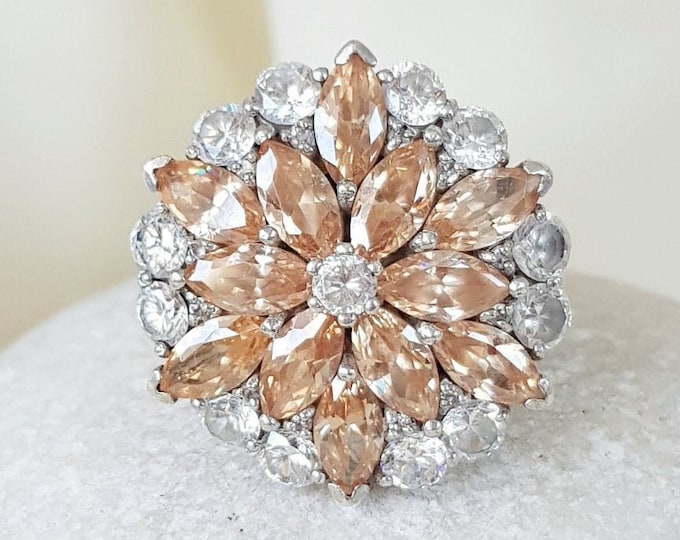 Floral Cocktail Ring 925 Sterling Silver