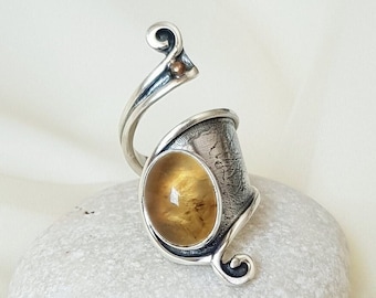 Citrine Wrap Ring 925 Sterling Silver