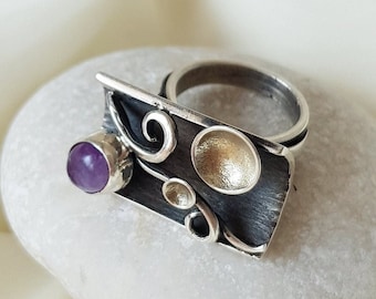 Amethyst Ornate Ring 925 Sterling Silver
