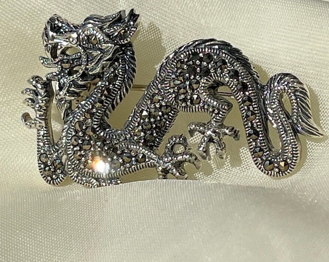Dragon Pin Brooch 925 Sterling Silver, Chinese Dragon Jewelry, Game of Thrones House of Dragons Jewelry, Fantasy Jewelry