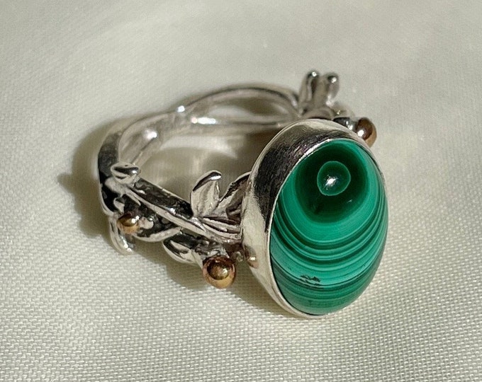 Malachite Vine Ring 925 Sterling Silver