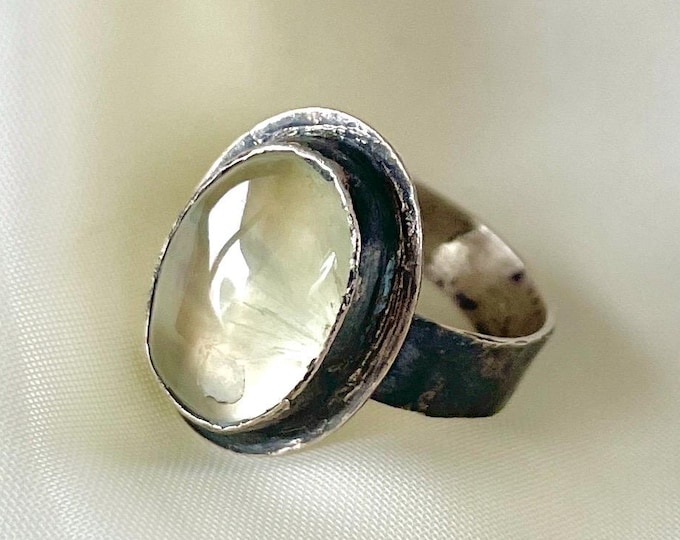Prehnite Ring Oxidized Sterling Silver
