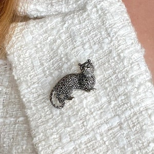 Vintage Katzenbrosche aus Sterlingsilber, Geschenk für Katzenliebhaber, Katzenschmuck, niedliche Tierbrosche, Geschenk für sie, Katzenbrosche