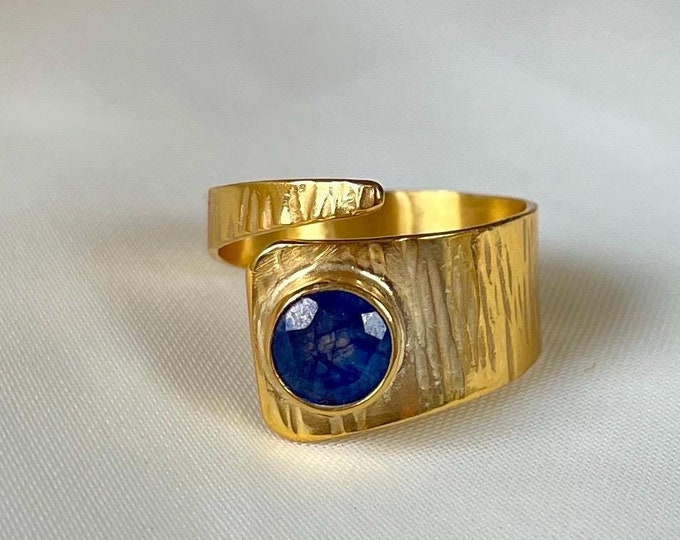 Sapphire Band Ring 22k Gold Vermeil