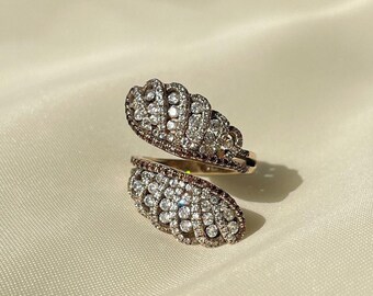 Vintage Zirconia Ring Rose Gold Plated 925 Sterling Silver