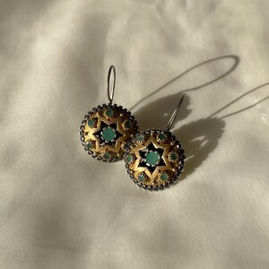Vintage Emerald Necklace Set 14K Gold Plated Sterling Silver, May Birthstone, Emerald Ring Round Star Earrings, Gift for Her, Gift for Mom image 6
