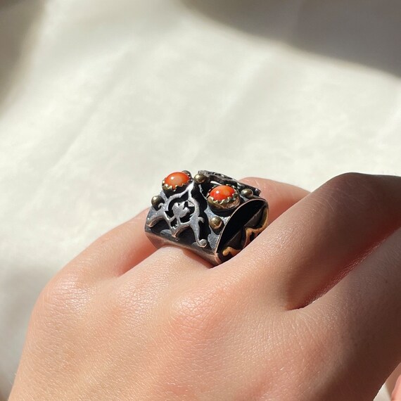 Bold Rustic Statement Ring Sterling Silver, Authe… - image 7