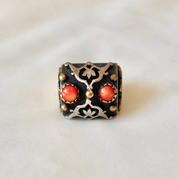 Bold Rustic Statement Ring Sterling Silver, Authe… - image 2