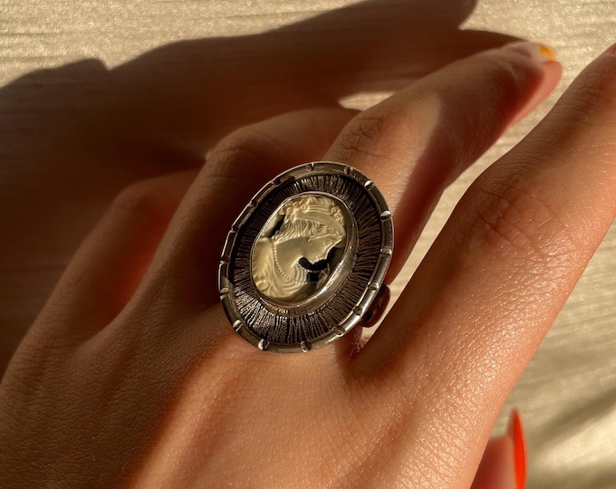 Victorian Cameo Ring 925 Sterling Silver