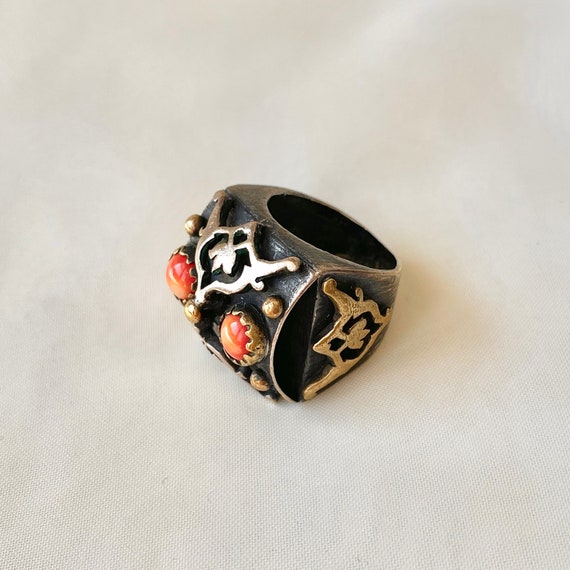 Bold Rustic Statement Ring Sterling Silver, Authe… - image 3