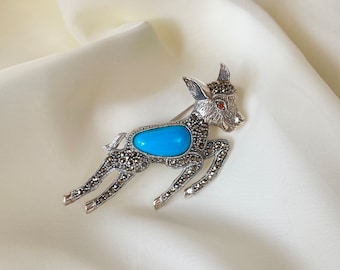 Bambi Deer Brooch 925 Sterling Silver