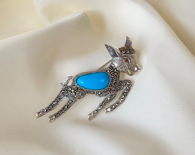 Bambi Deer Brooch 925 Sterling Silver