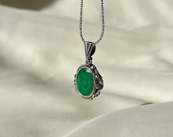 Emerald Jewelry Set 925 Sterling Silver