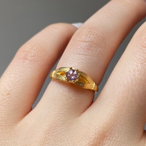 Lilac Amethyst Minimalist Ring Gold Vermeil Silver, February Birthstone Ring, Dainty Stacking Crystal Ring, Mothers Day Gift for Her