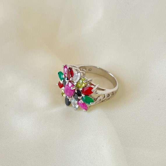 Multi-Stone Cluster Ring Sterling Silver, Valenti… - image 5