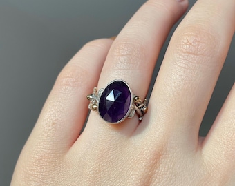 Amethyst Vine Ring 925 Sterling Silver
