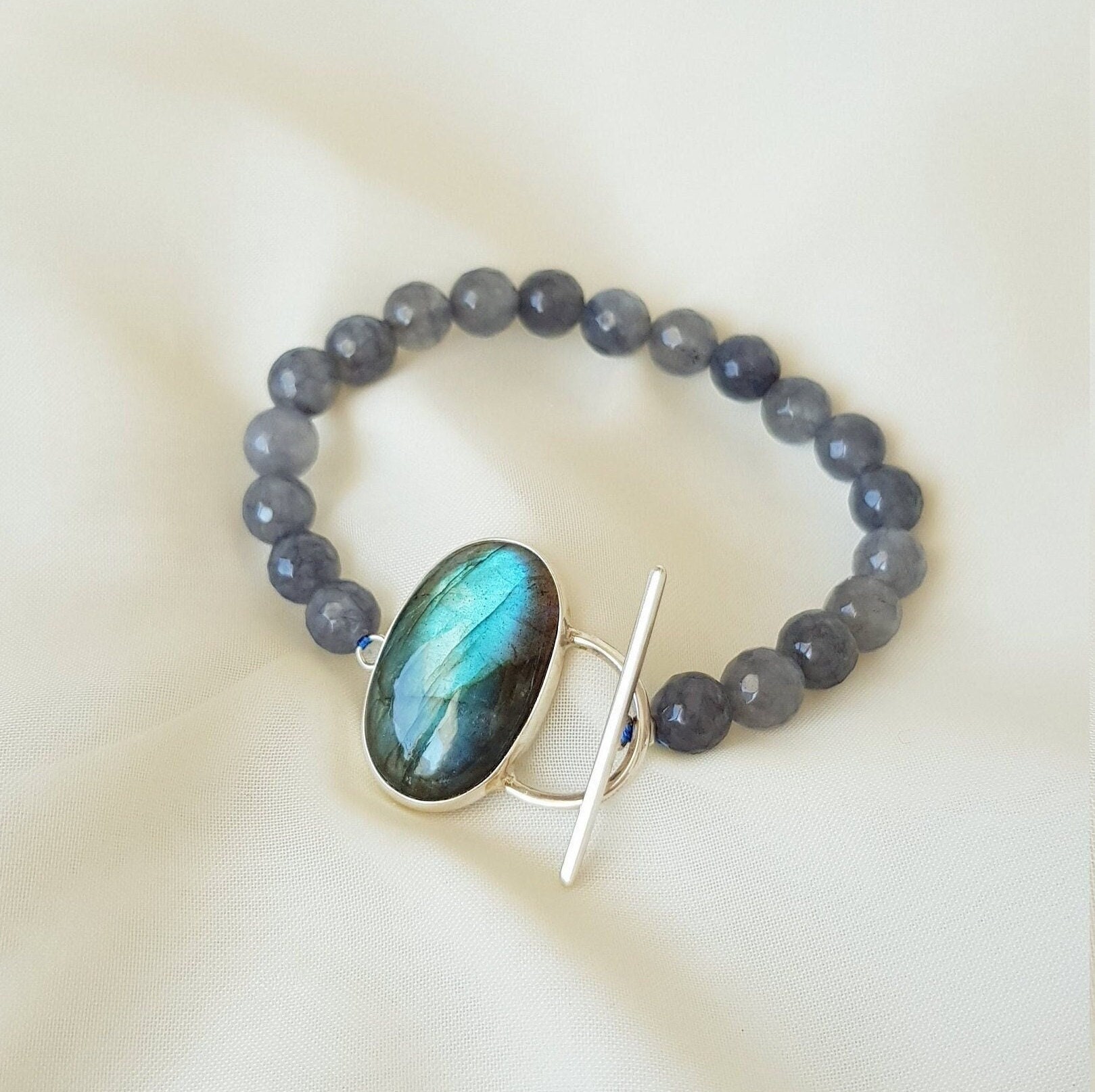 Sterling Silver Link Bracelet with 60-Carat Labradorite Gems - Magic  Shields | NOVICA