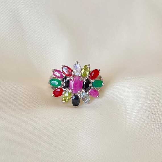 Multi-Stone Cluster Ring Sterling Silver, Valenti… - image 4