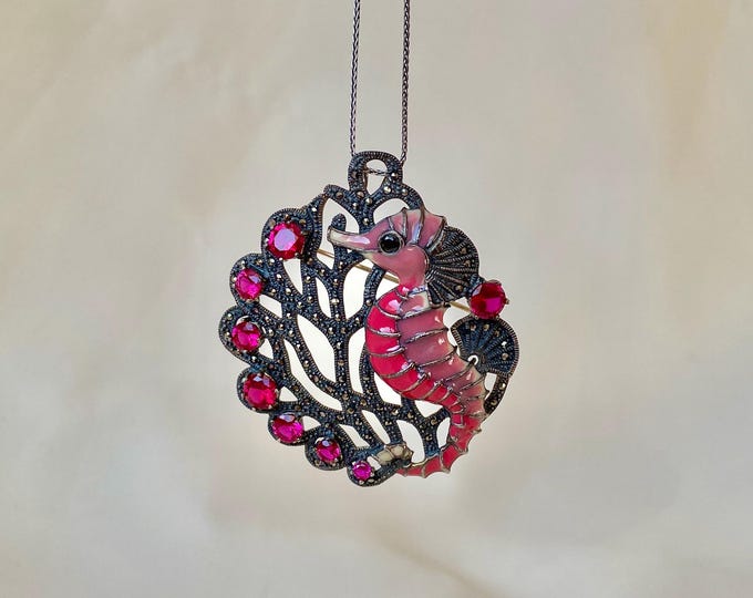 Seahorse Brooch Pendant Sterling Silver