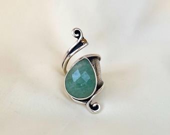 Aquamarine Wrap Ring 925 Sterling Silver