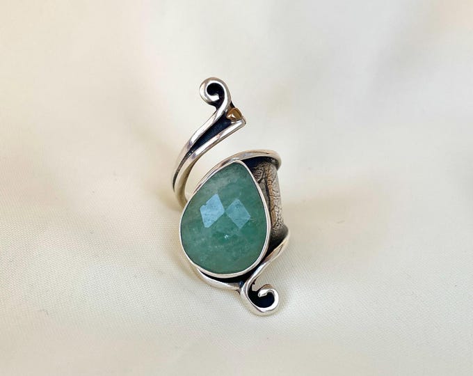 Aquamarine Wrap Ring 925 Sterling Silver