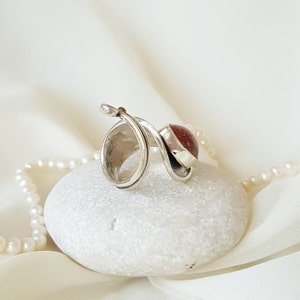 Handmade 925 Sterling Silver wrap ring with shining Brown Goldstone. Red Sandstone Ring. Adjustable Boho gemstone ring for women. Unique ring as a birthday gift, anniversary gift, christmas gift for her! Personalized engraved statement ring.