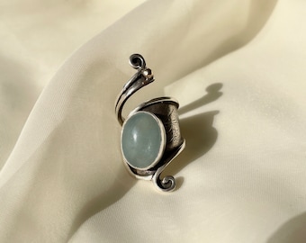 Aquamarine Wrap Ring 925 Sterling Silver
