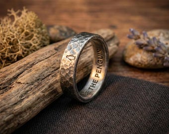 Forged Penguin Band Ring Sterling Silver