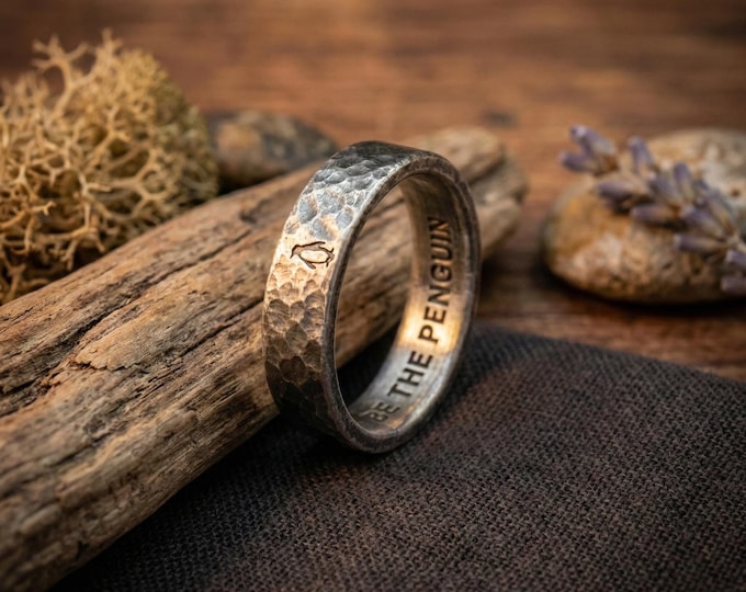 Forged Penguin Band Ring Sterling Silver