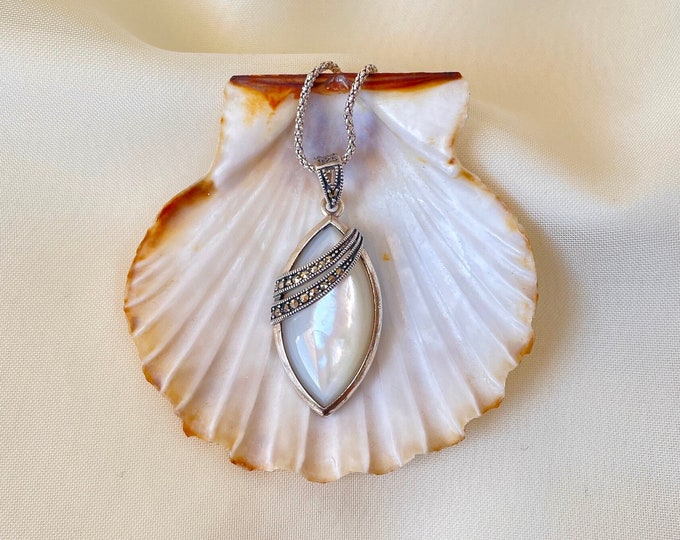 Marquise Mother of Pearl Pendant 925 Sterling Silver