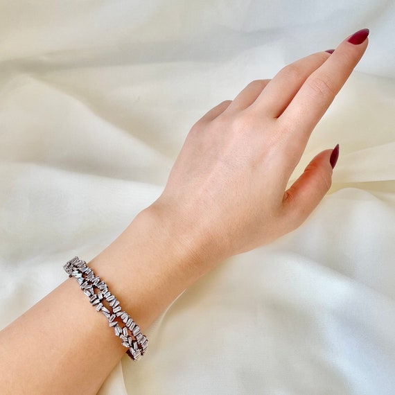 Cz Baguette Bridal Cuff Bracelet 925 Sterling Silver Wedding Jewelry Bracelet Handmade Shiny Party Jewelry Valentines Day Gift for Her Etsy UK