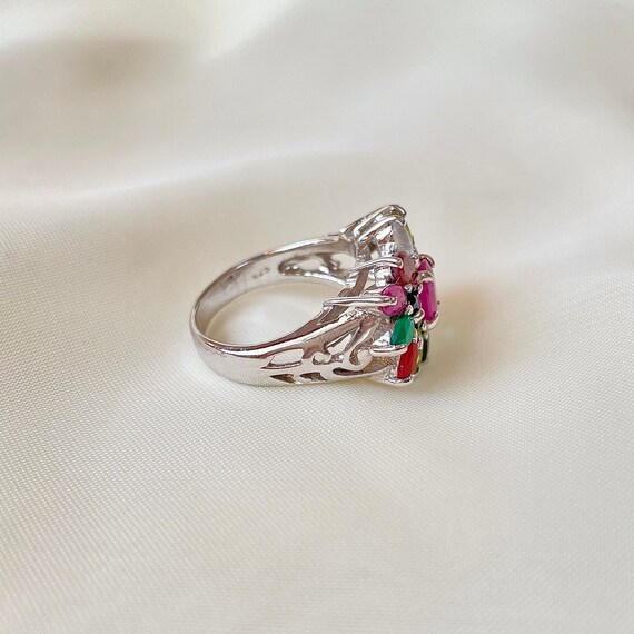 Multi-Stone Cluster Ring Sterling Silver, Valenti… - image 6