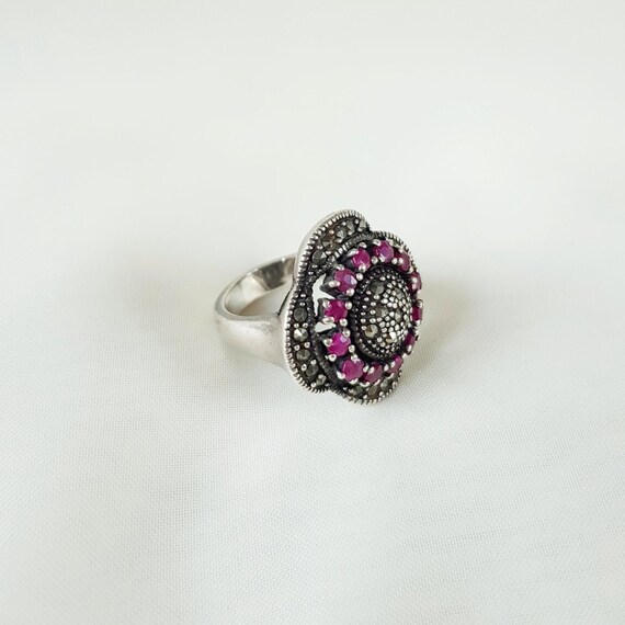 Vintage Ruby Ring 925 Sterling Silver, July Birth… - image 3