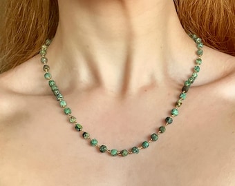 African Turquoise Necklace 18k Gold Plated