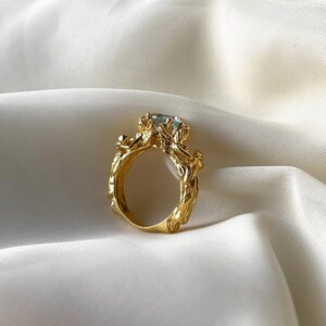 Anillo de ángel de topacio azul en plata de ley 925, anillo hecho a mano, regalo para ella, regalo sentimental para el Día de la Madre, anillo de ángel madre e hijo. imagen 10