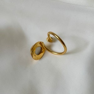 Prehnit och Peridot Ring Guld Vermeil, Grön Ädelstensring, Prehnit Elegant Boho Ring Justerbar, Handgjord Ring för Kvinnor, Gåva till Henne bild 4