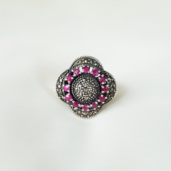 Vintage Ruby Ring 925 Sterling Silver, July Birth… - image 2