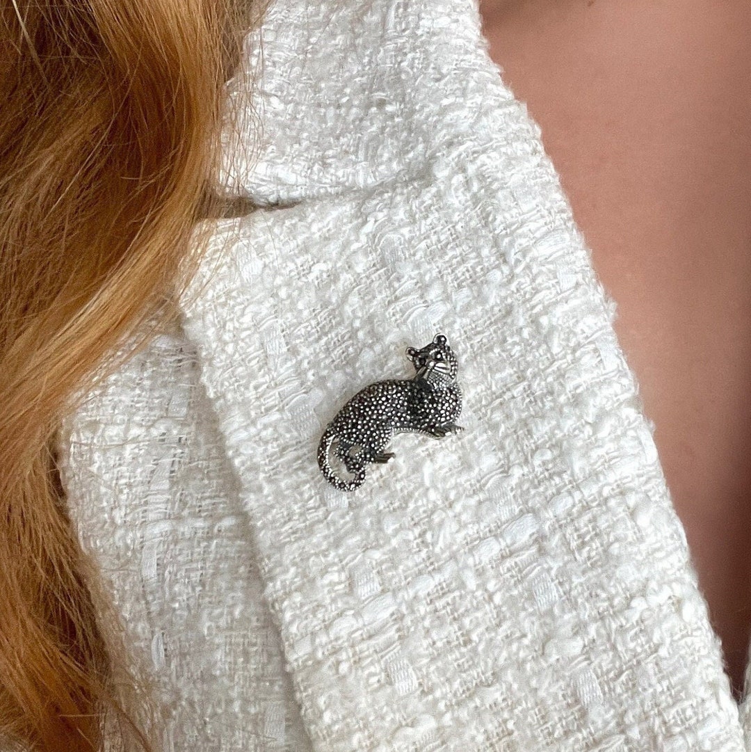 Vintage Cat Pin Brooch Sterling Silver, Gift for Cat Lover, Cat Jewelry ...