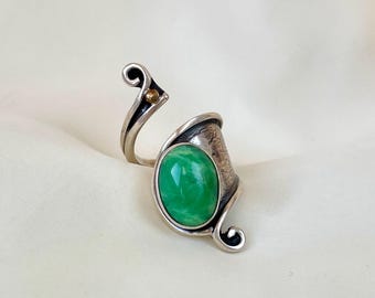 Chrysoprase Adjustable Wrap Ring 925 Sterling Silver