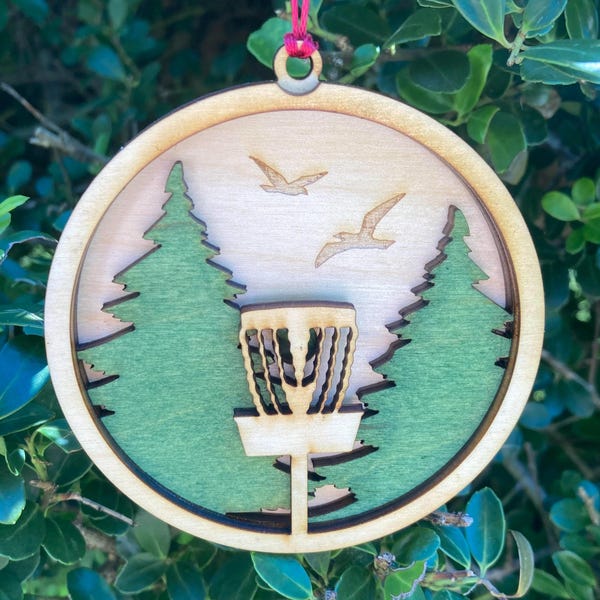 Disc Golf Ornament Glowing Basket