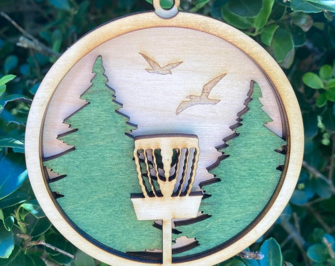 Disc Golf Ornament Glowing Basket